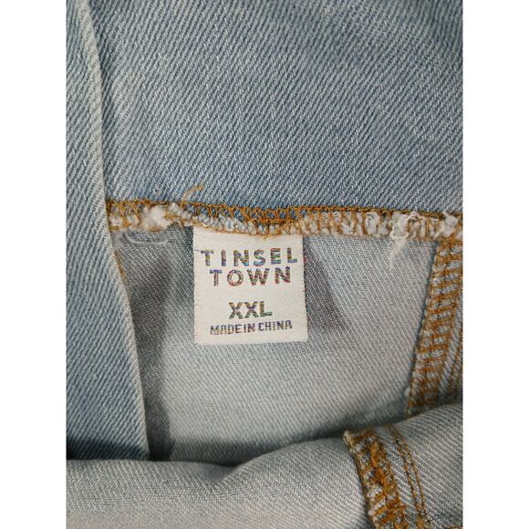 Tinseltown Overall Dress Womens XXL Blue Denim Pocket Mini Light Wash Kohl's NWT - Picture 2 of 8